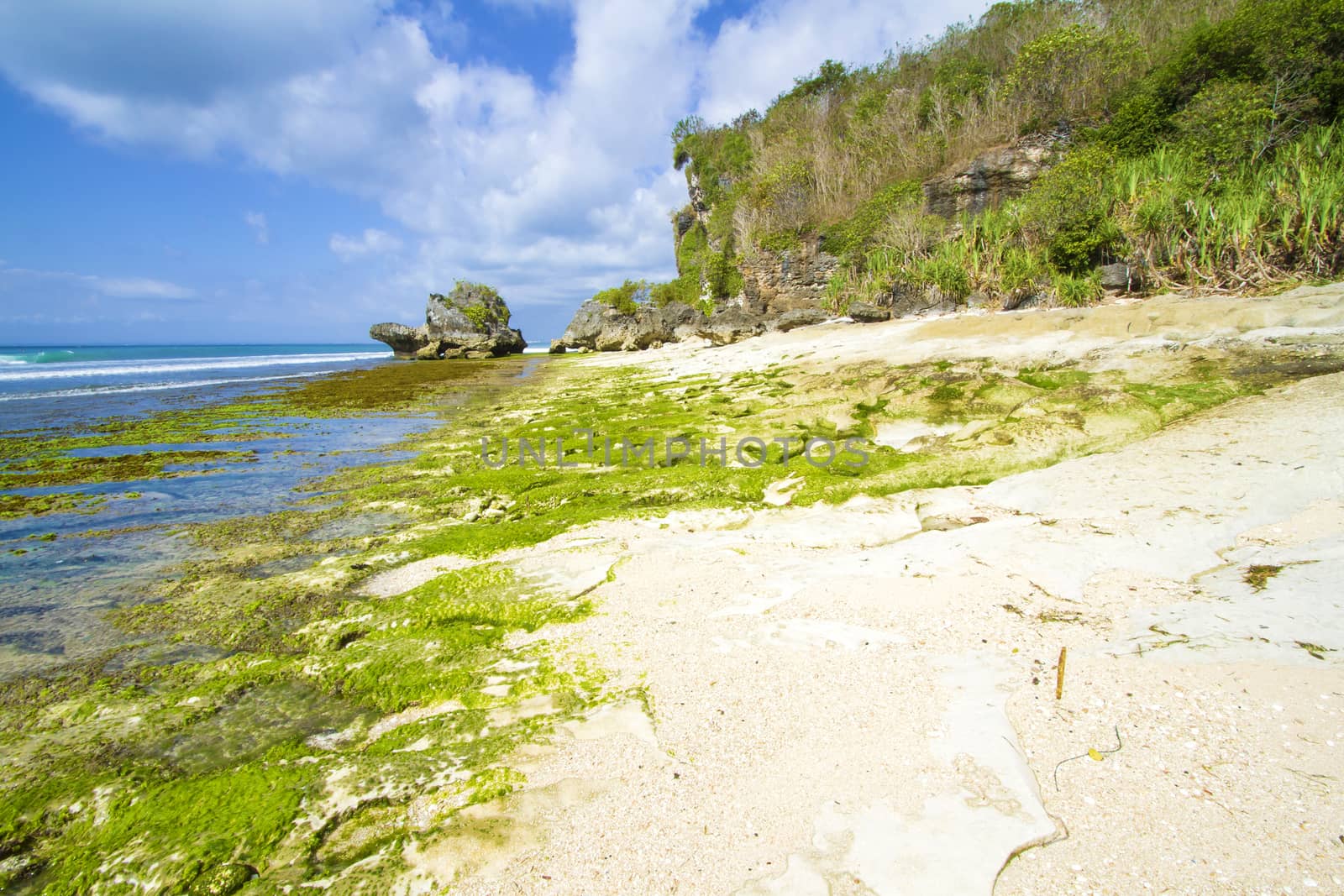 Deserted beach at Bali island.Indonesia.