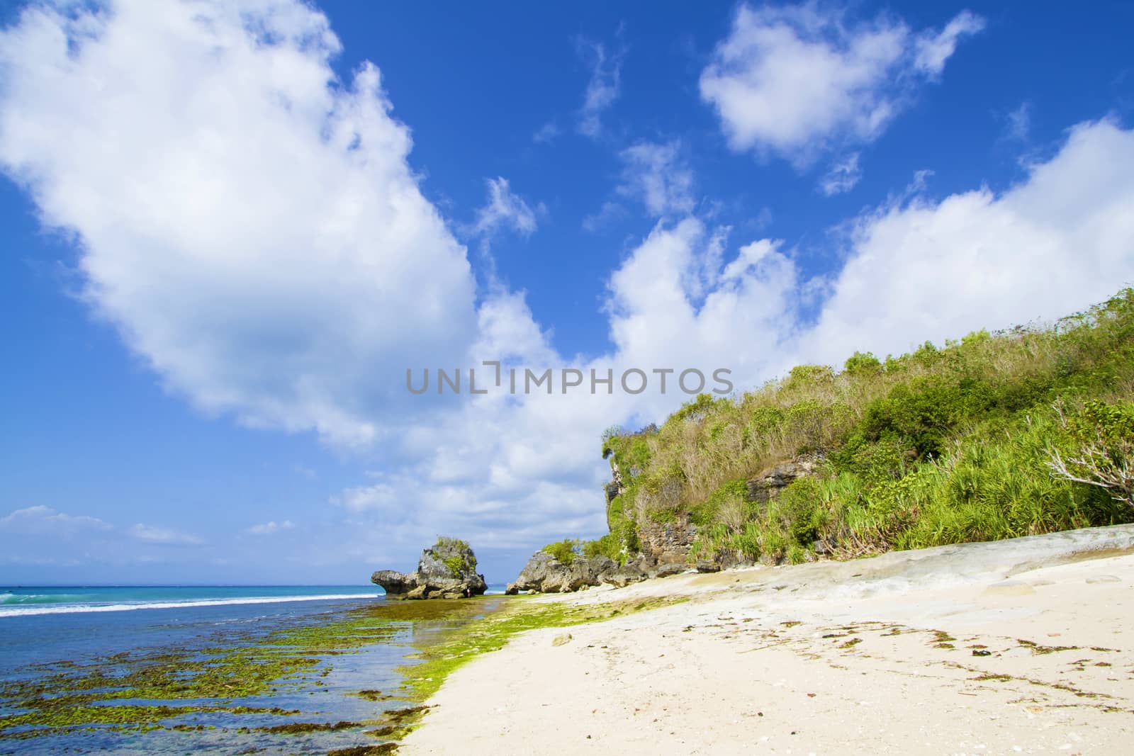 Deserted beach at Bali island.Indonesia.