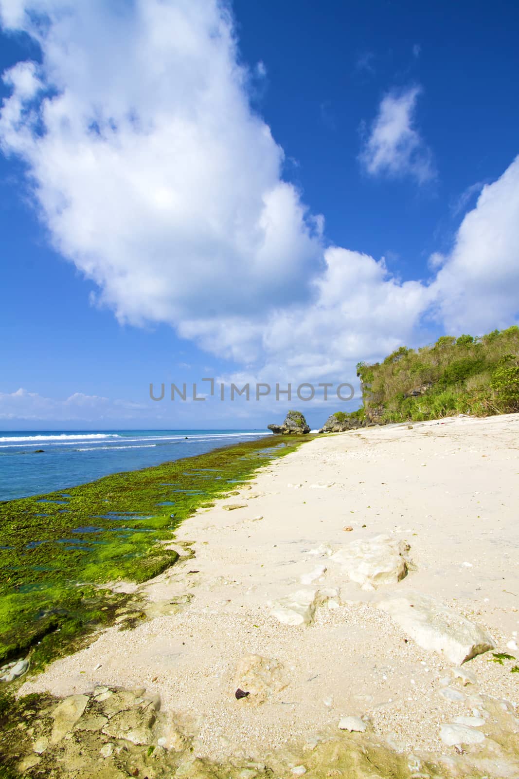 Deserted beach at Bali island.Indonesia.