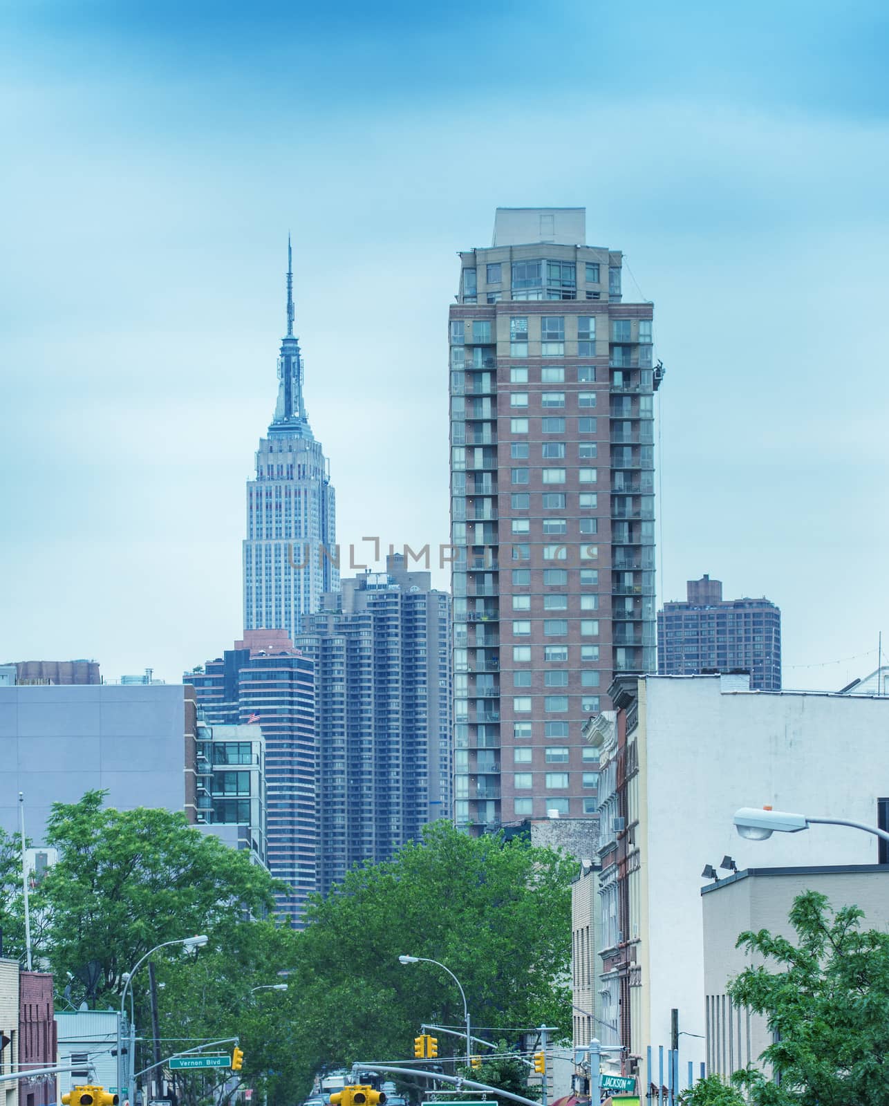 Midtown Manhattan skyline, New York City in summer season by jovannig