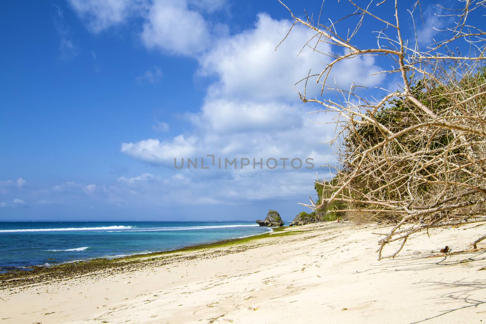 Deserted beach at Bali island.Indonesia.