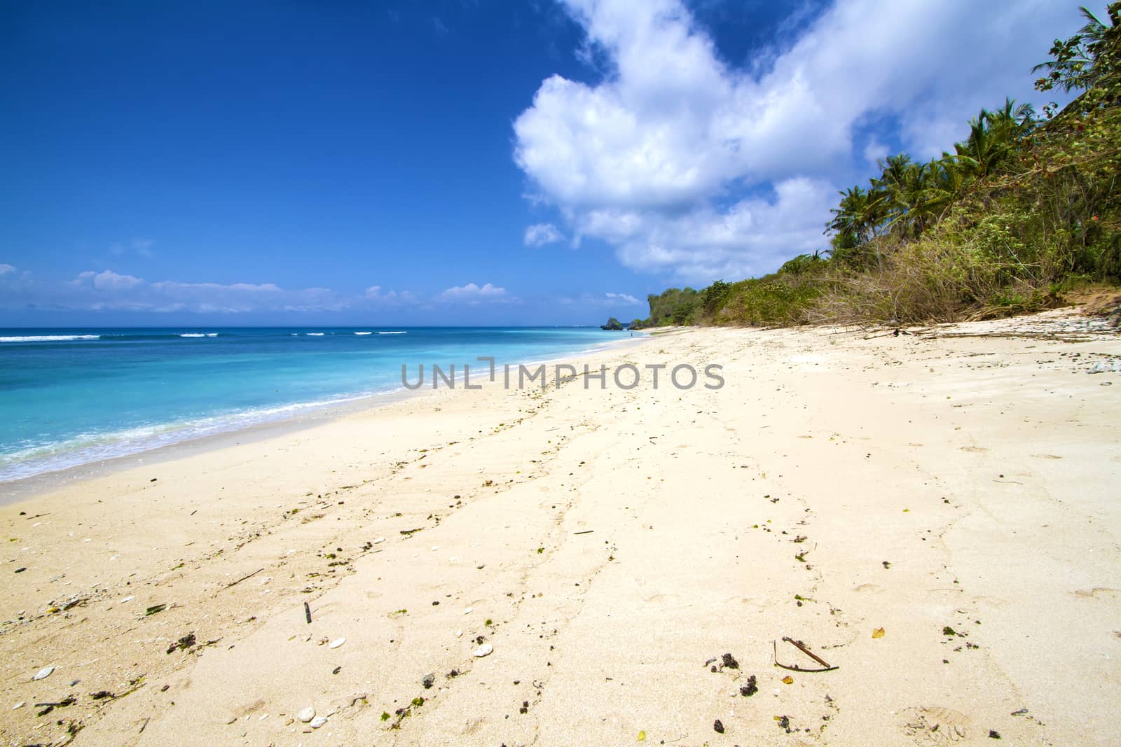 Deserted beach at Bali island.Indonesia.