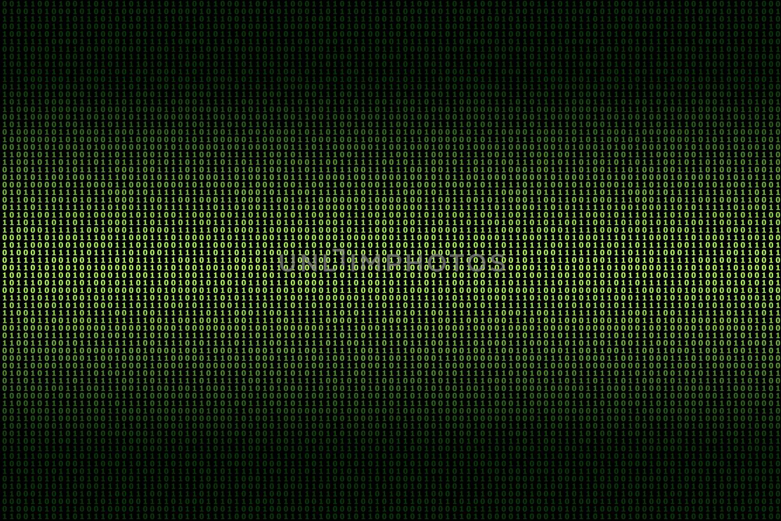 green binary data technology background, with horizontal glowing light 