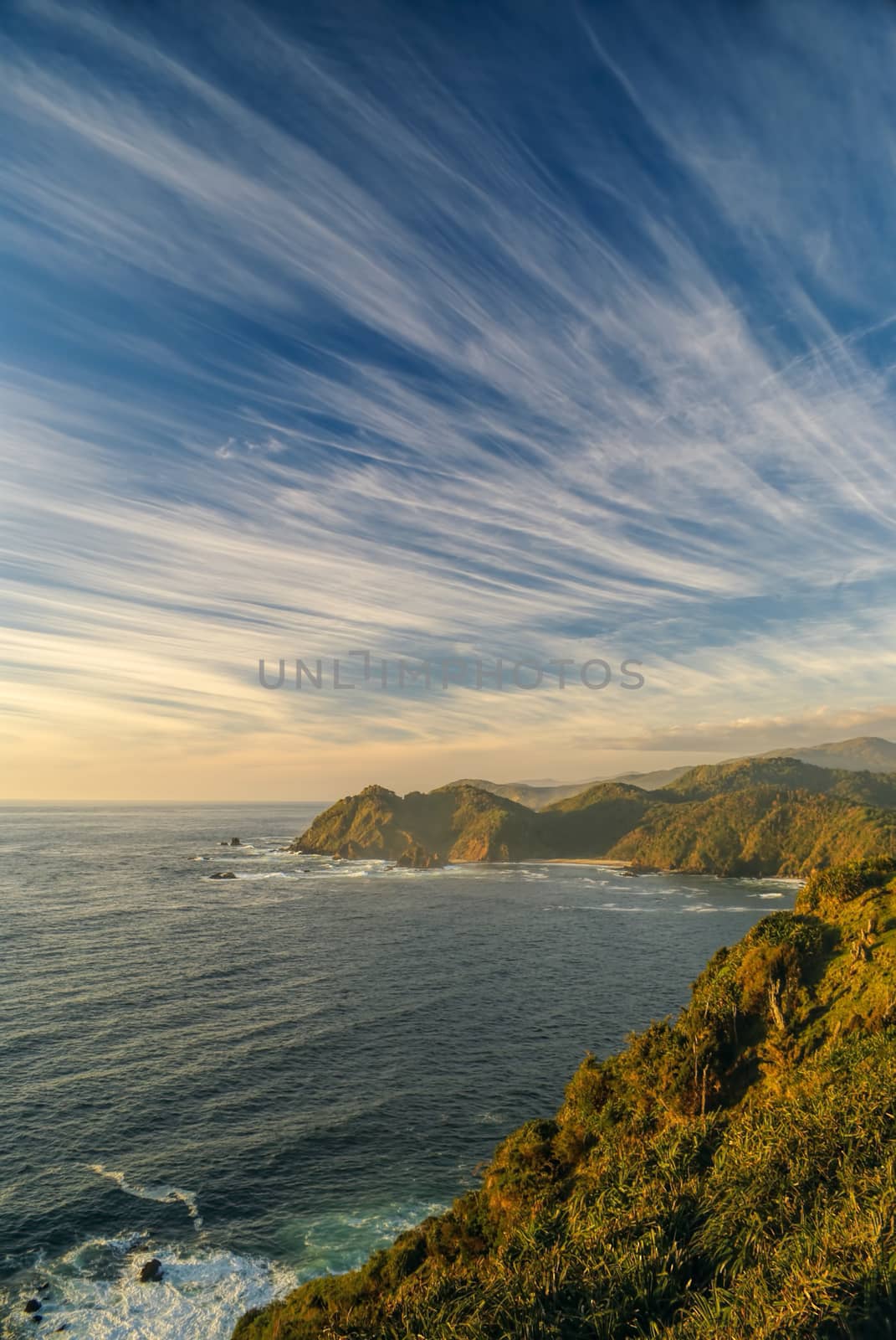 Breathtaking view of windswept sky over Parque Nacional Chiloe