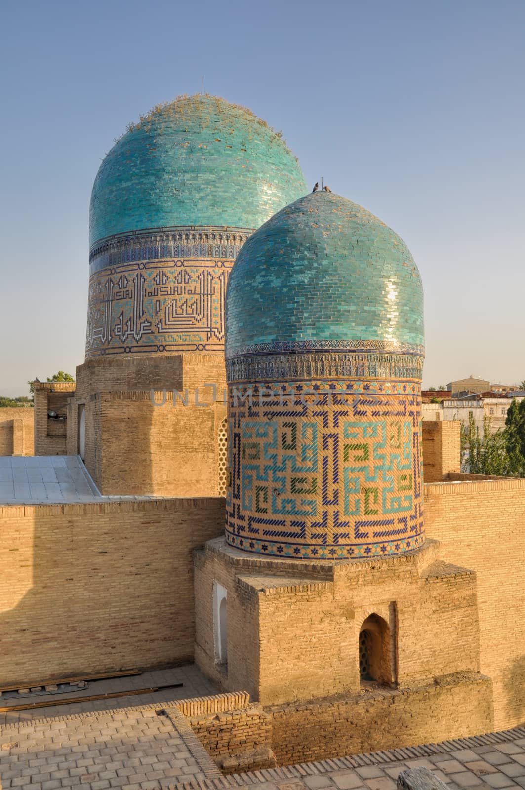 Beautifully decorated domes in city of Samarkand, Uzbekistan