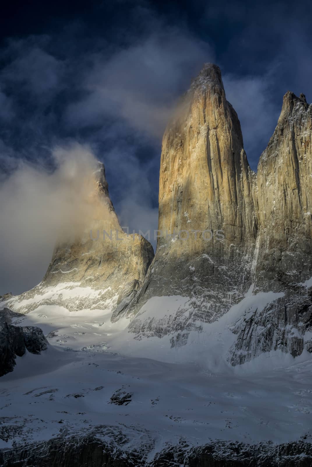 Amazing morning view of Torres del Paine in south America                