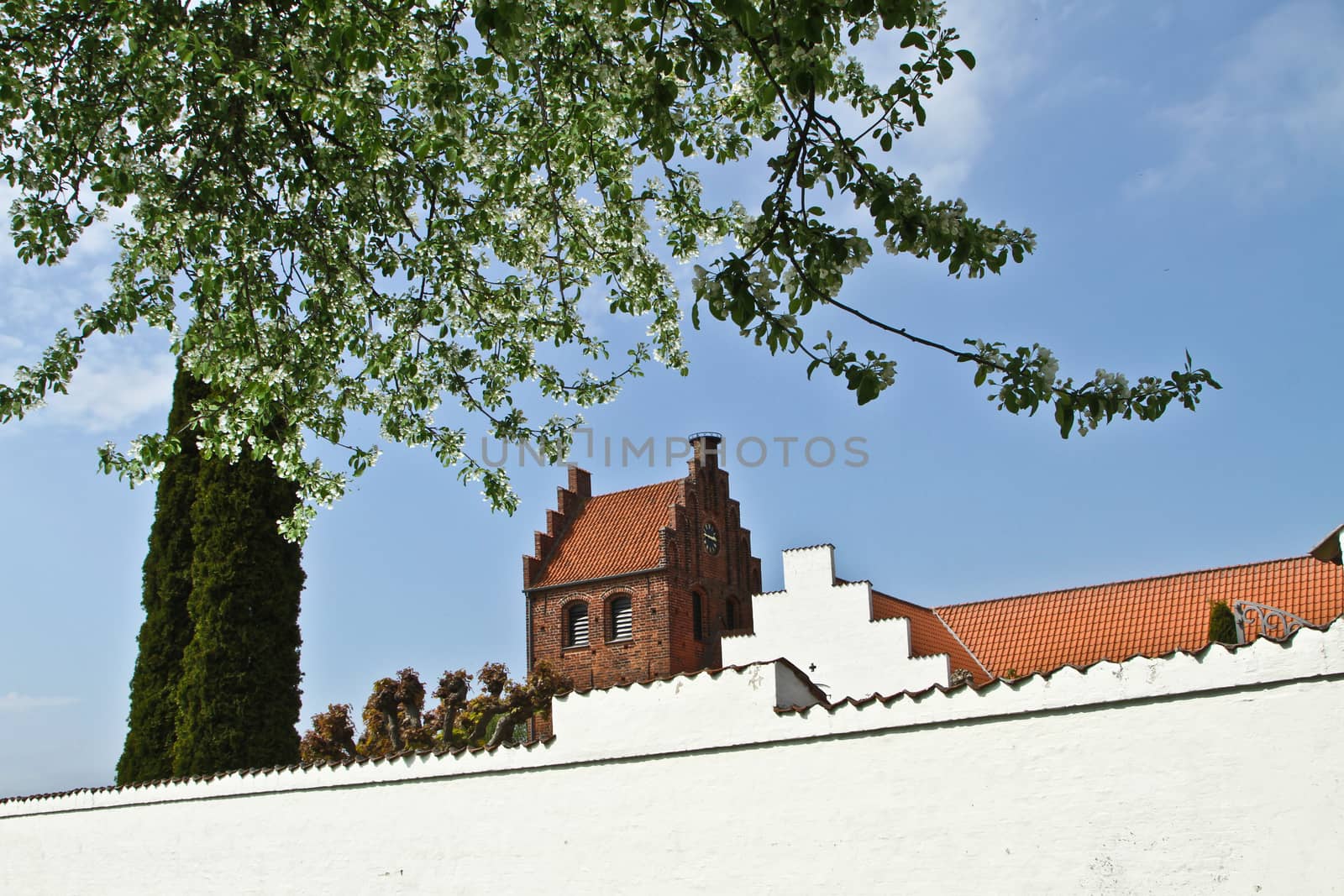 Church in Dennmark in a nature landscape