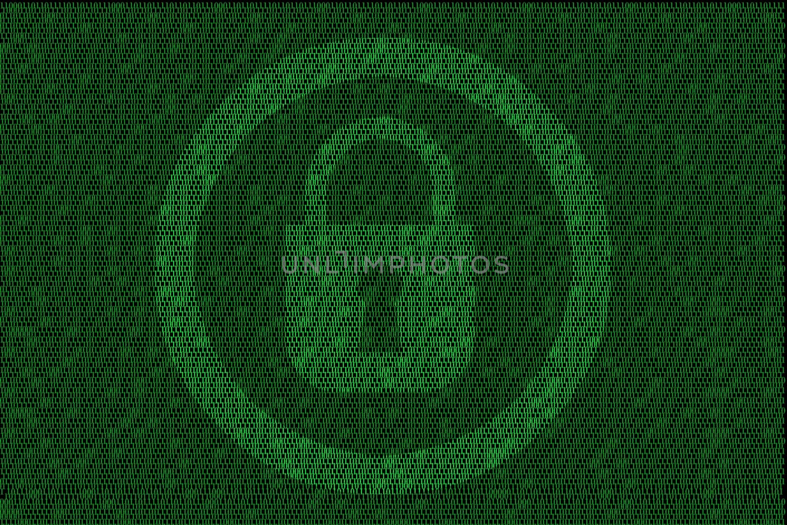 encrypted digital lock with green binary code