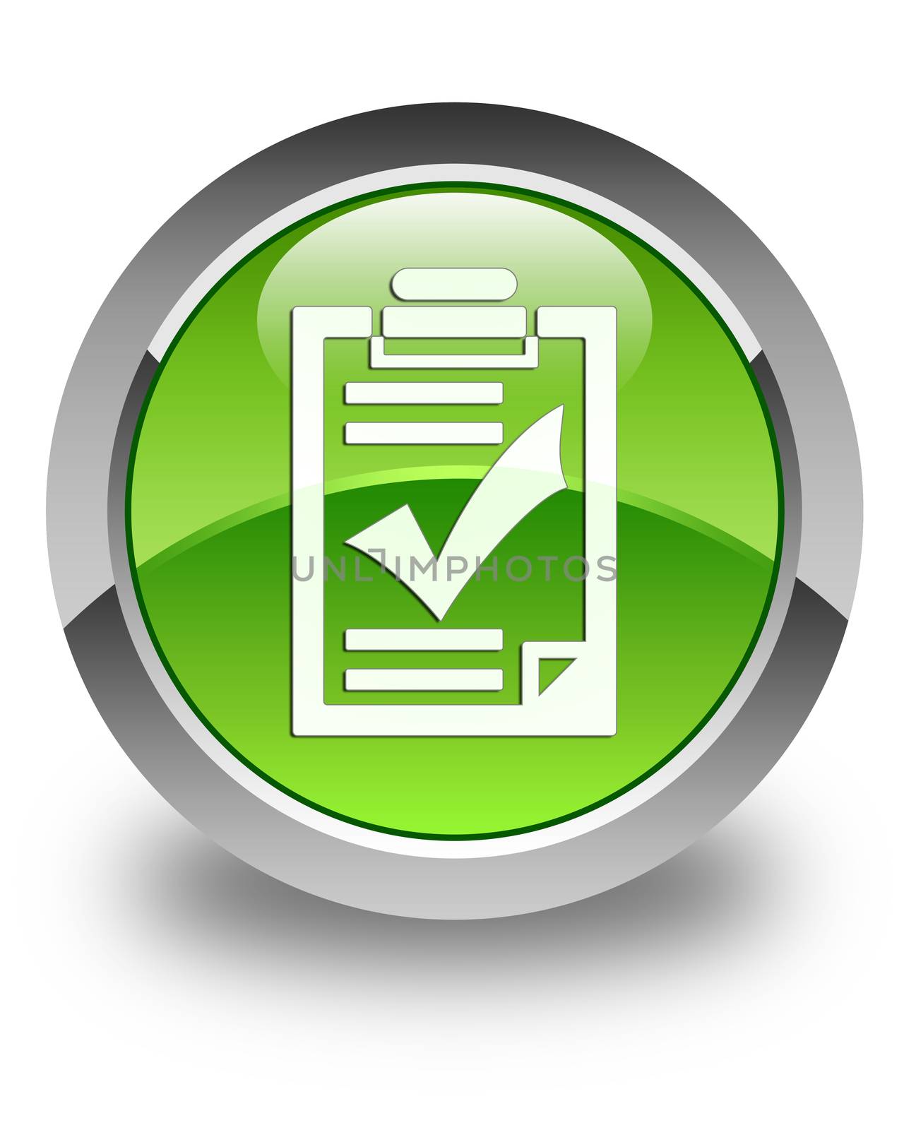 Checklist icon on glossy green round button