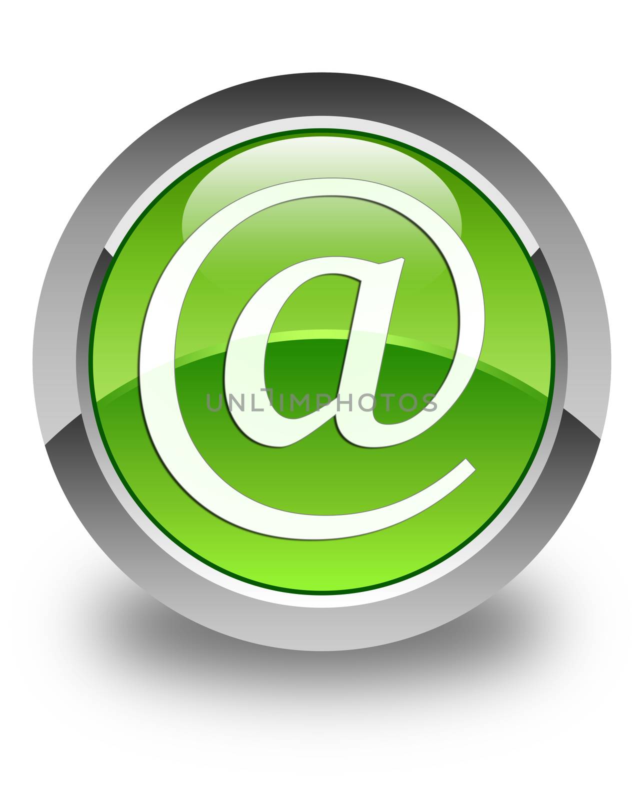 Email address icon on glossy green round button