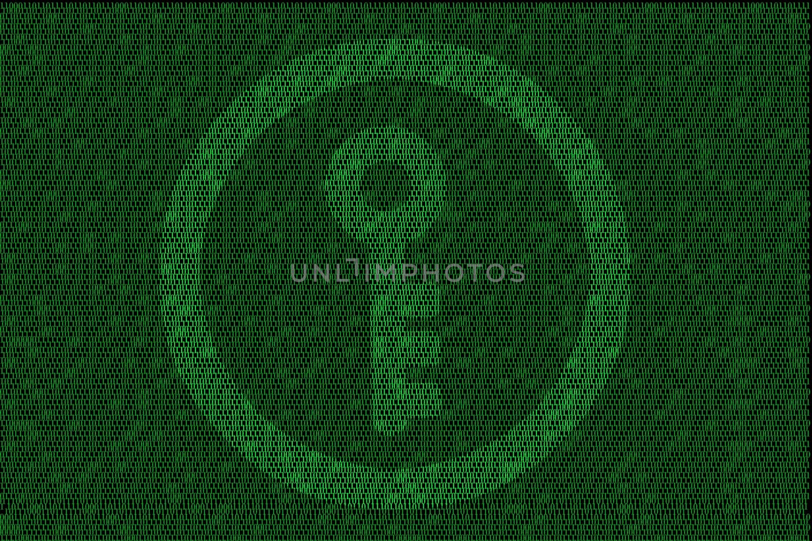 encrypted digital key with green binary code