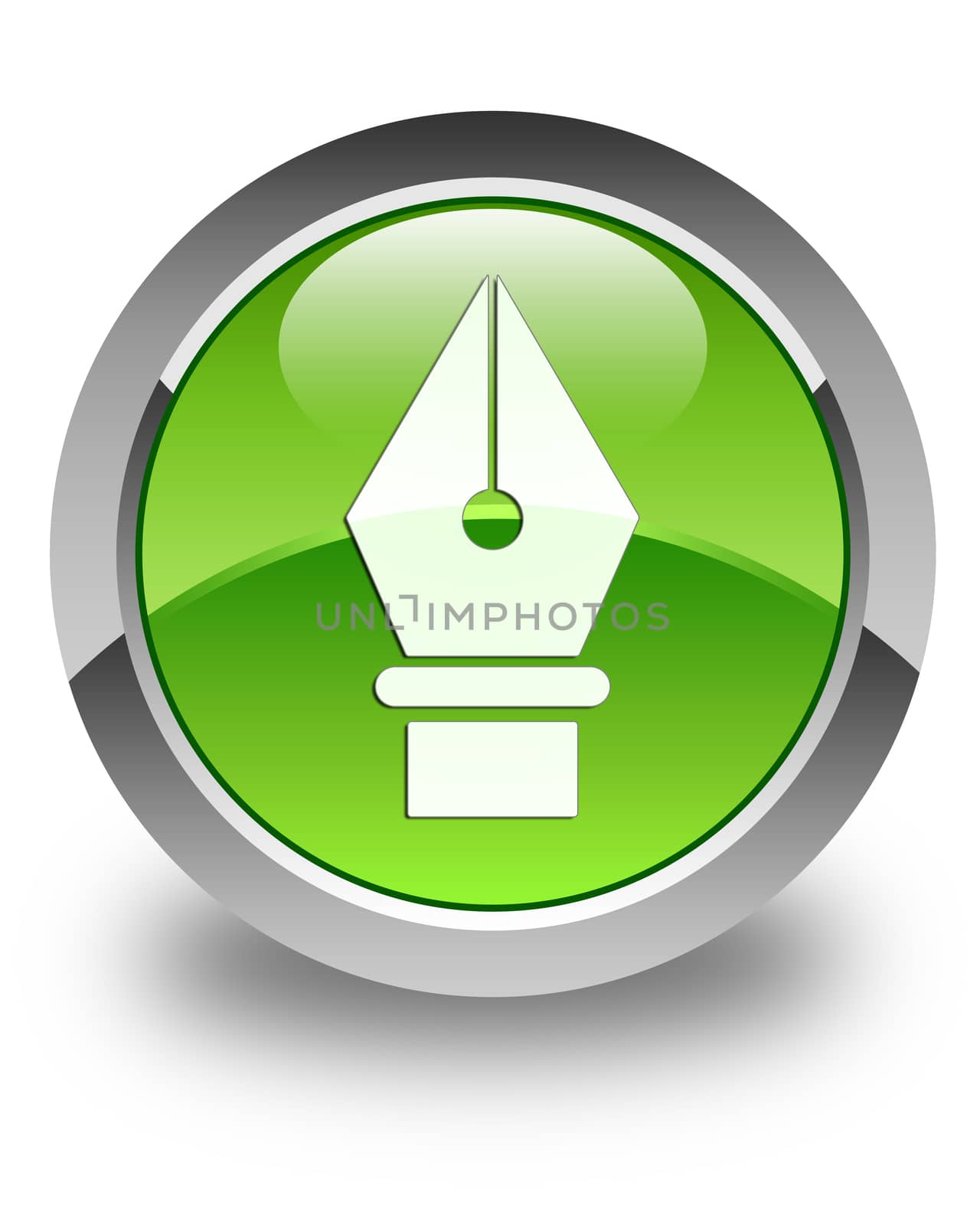 Pen icon on glossy green round button