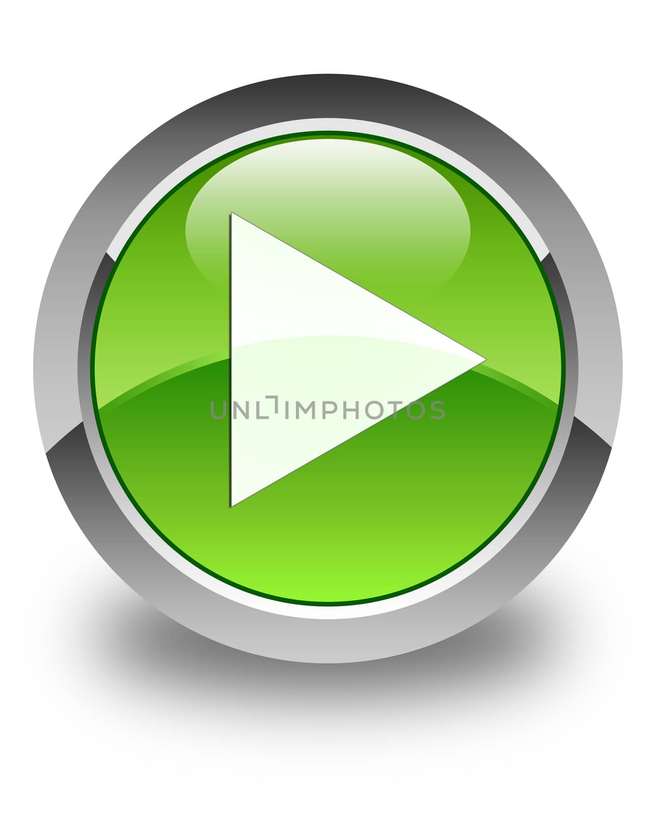 Play icon on glossy green round button