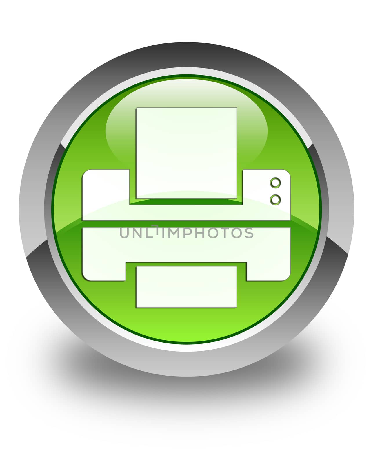 Printer icon on glossy green round button