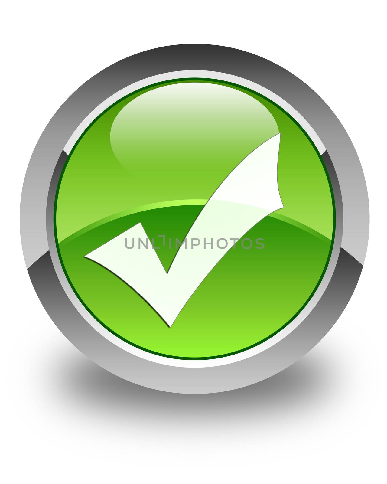 Validation icon on glossy green round button