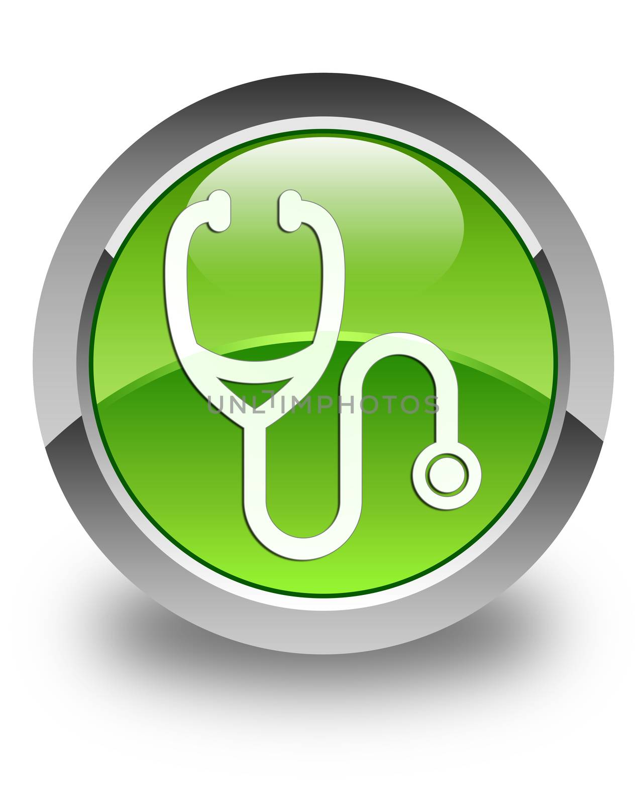 Stethoscope icon on glossy green round button