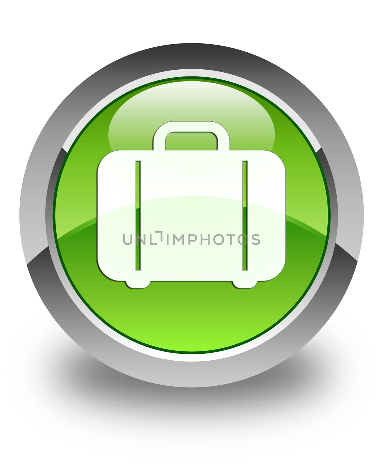 Bag icon on glossy green round button
