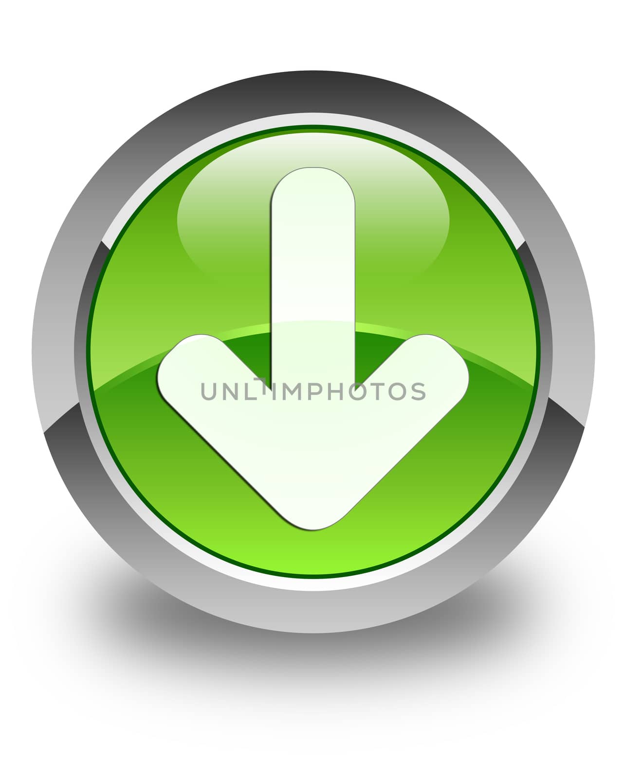 Download icon on glossy green round button