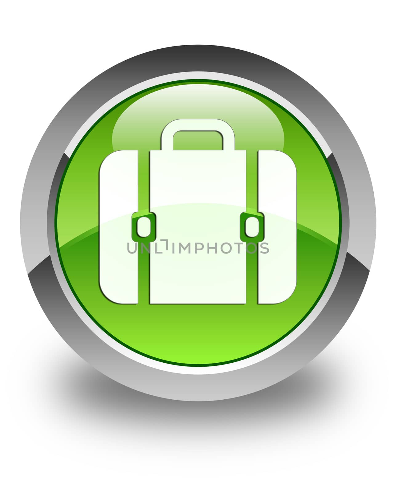 Financial bag icon on glossy green round button