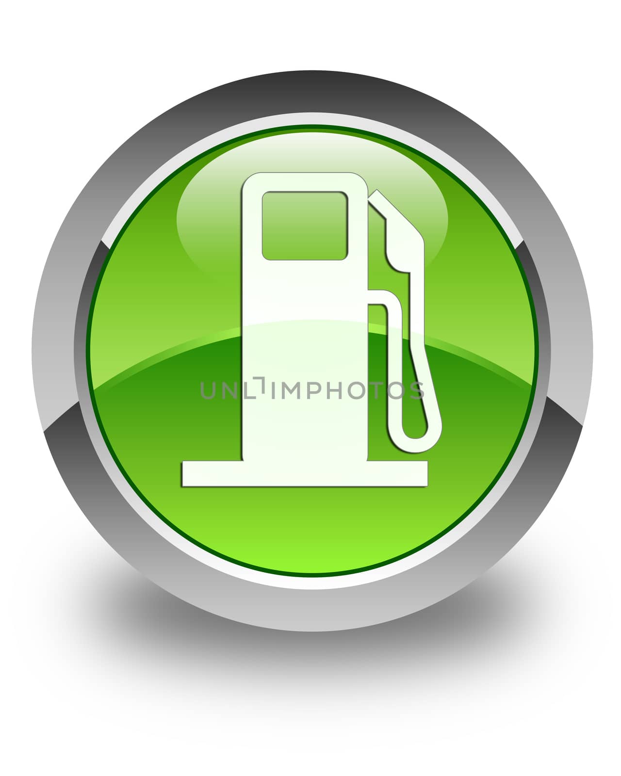 Pump station icon on glossy green round button