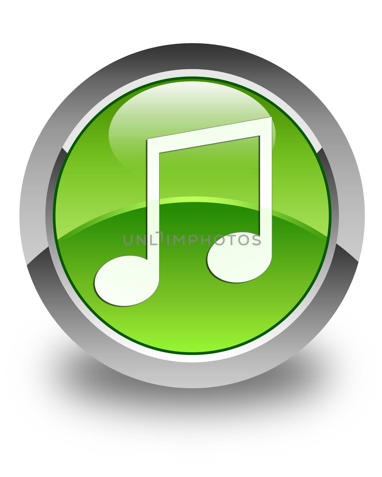 Music icon on glossy green round button