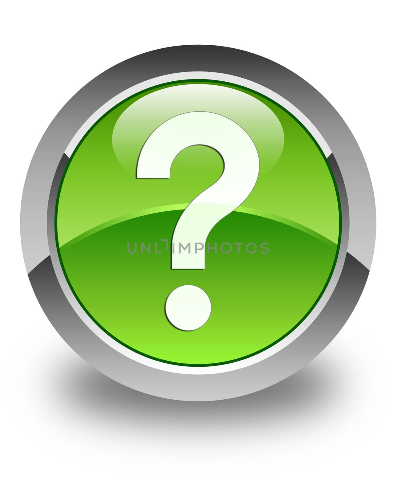 Question icon on glossy green round button