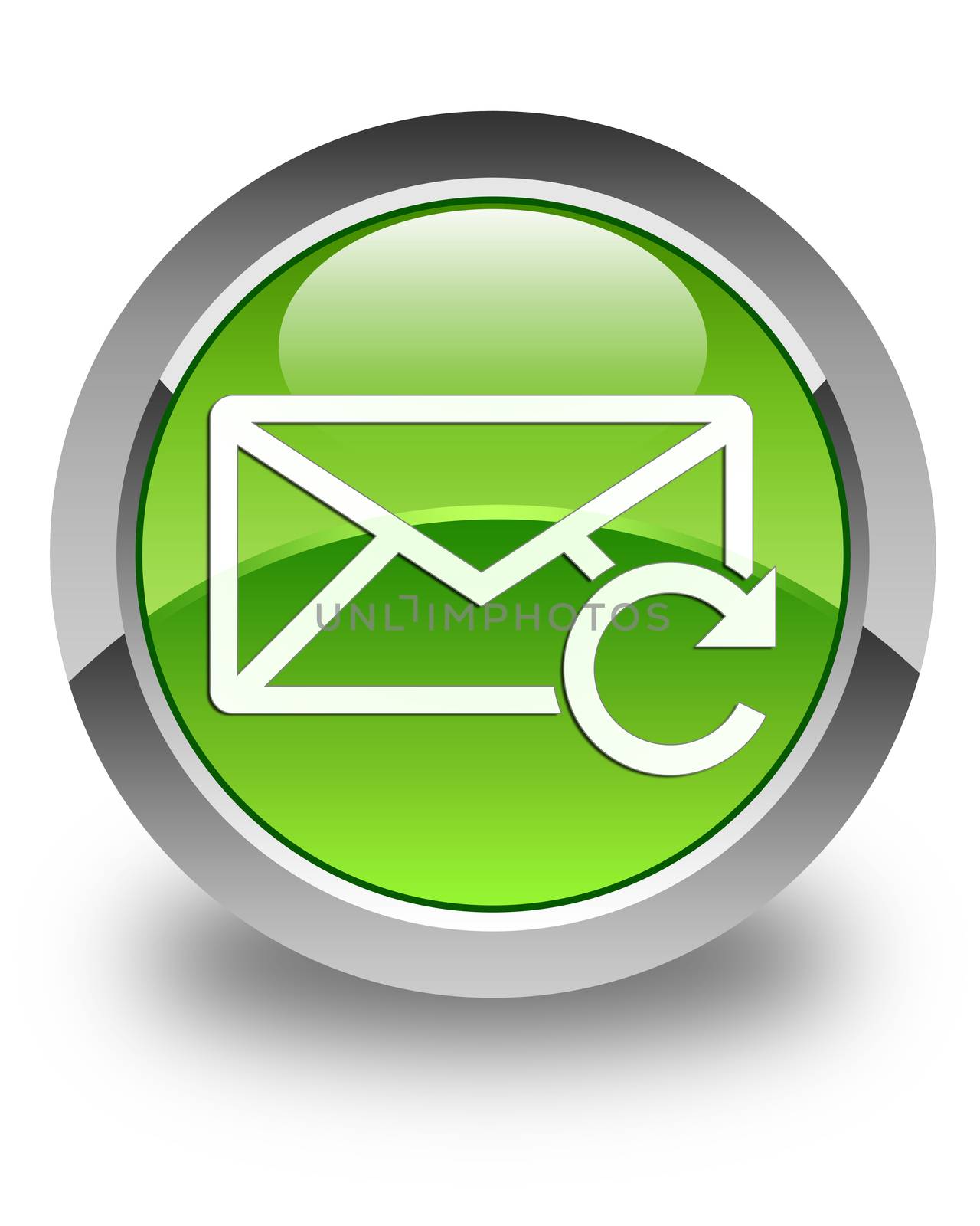 Refresh email icon on glossy green round button