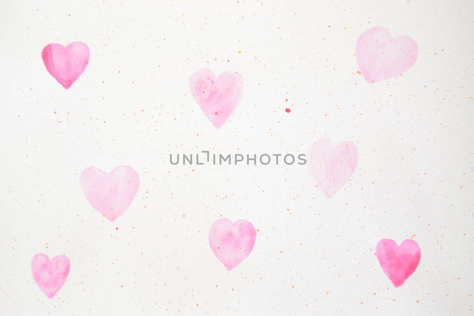 painted pink hearts on a paper by ncuisinier