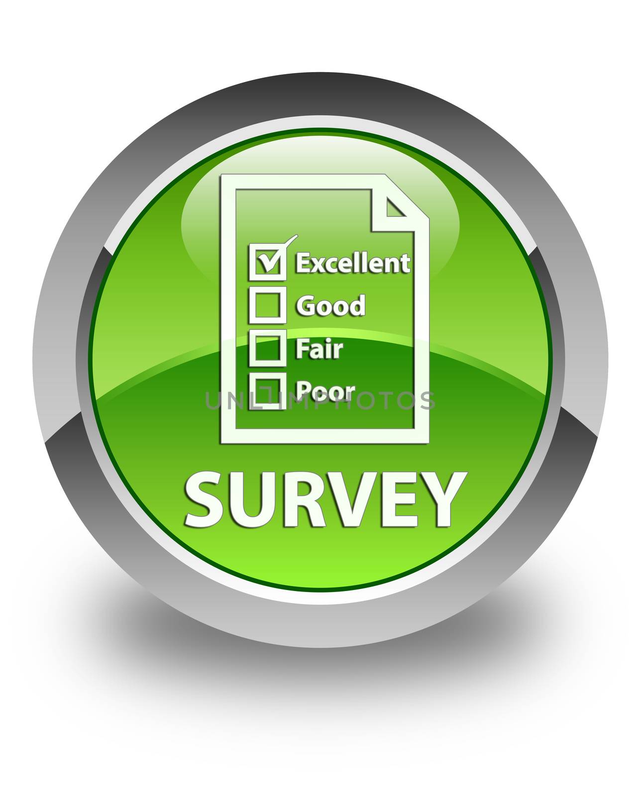 Survey glossy green round button