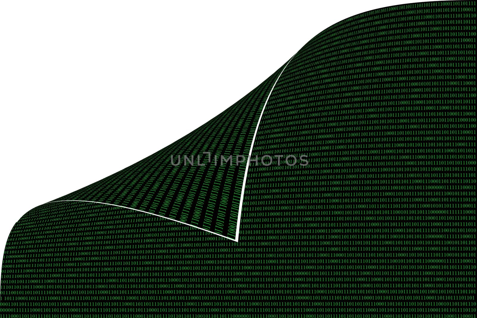 green binary computer code on white background, 