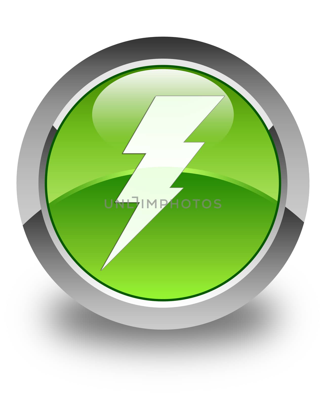 Electricity icon glossy green round button