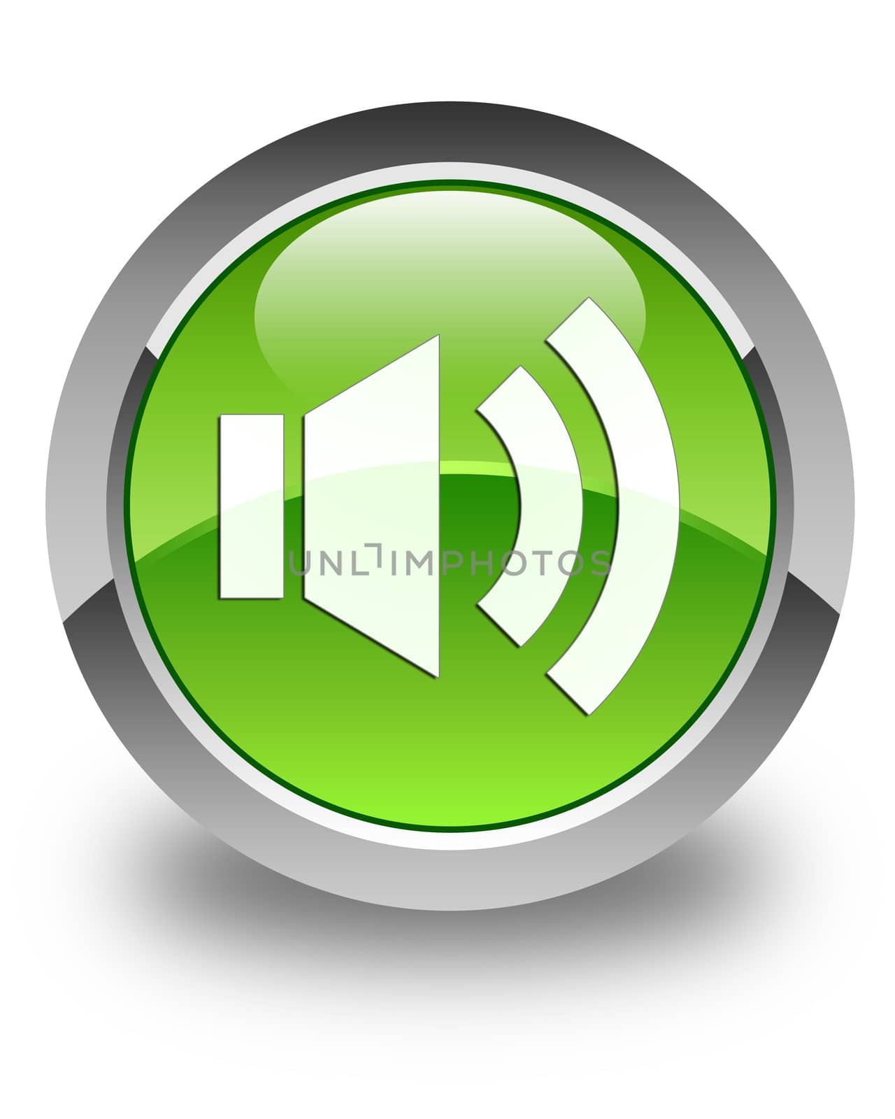 Volume icon glossy green round button