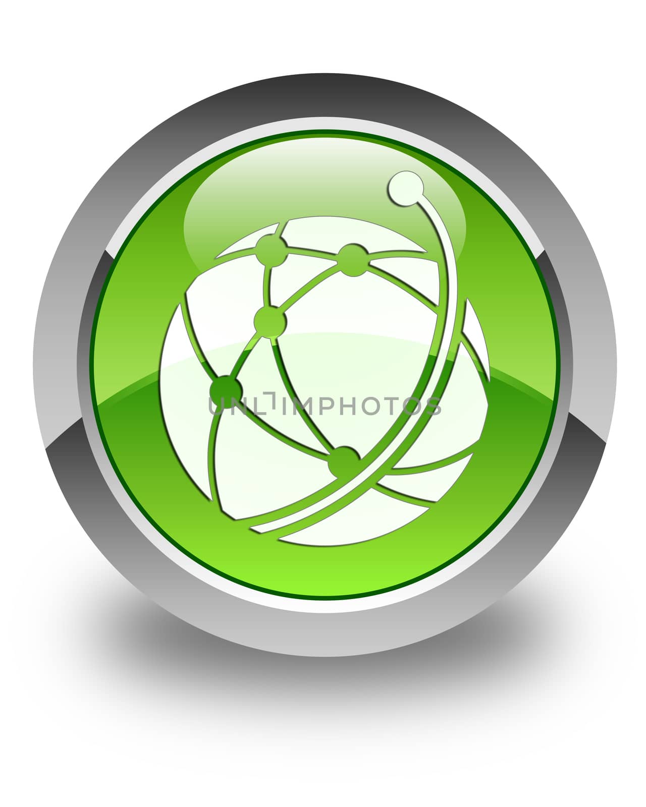 Global network icon glossy green round button