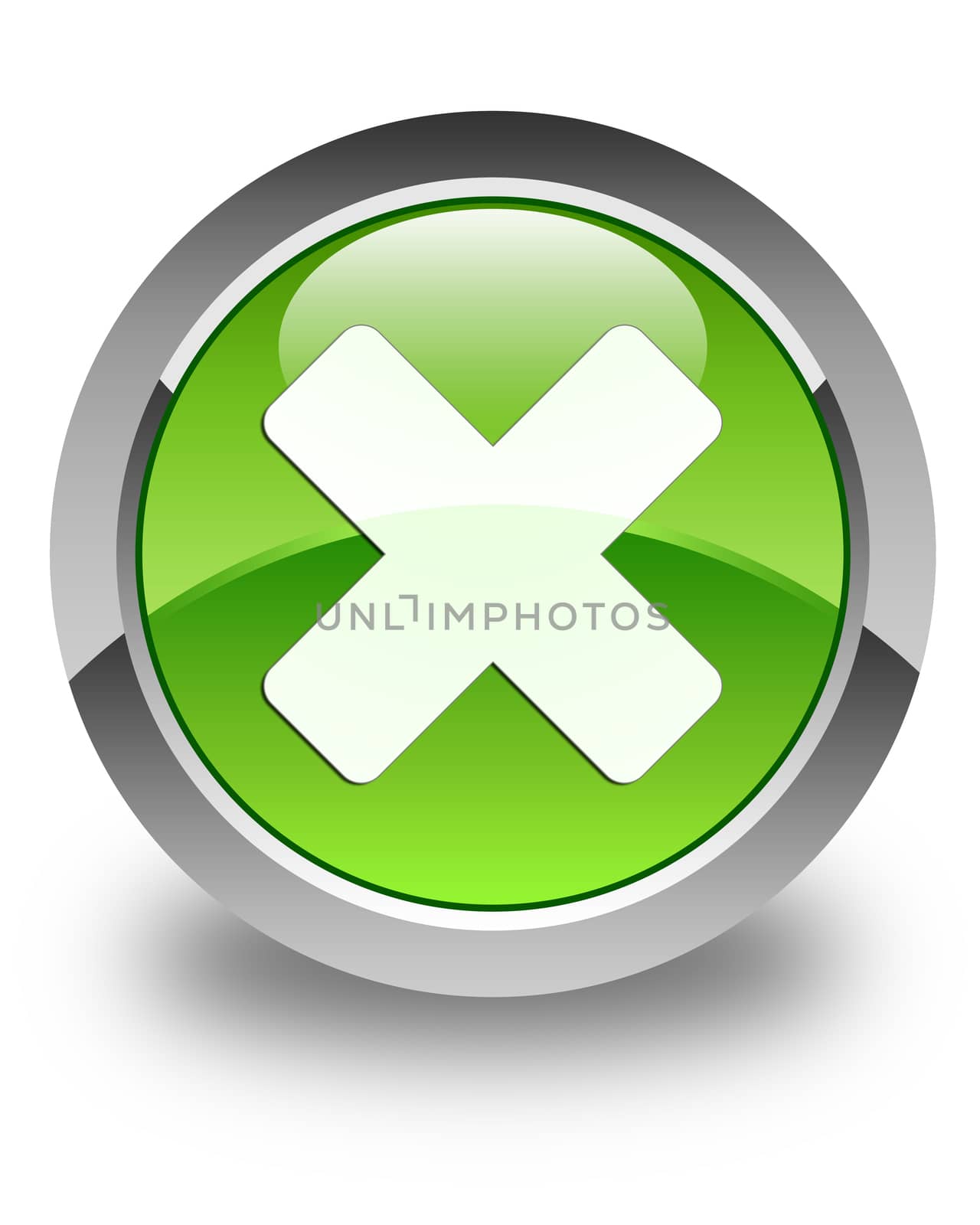 Cancel icon glossy green round button