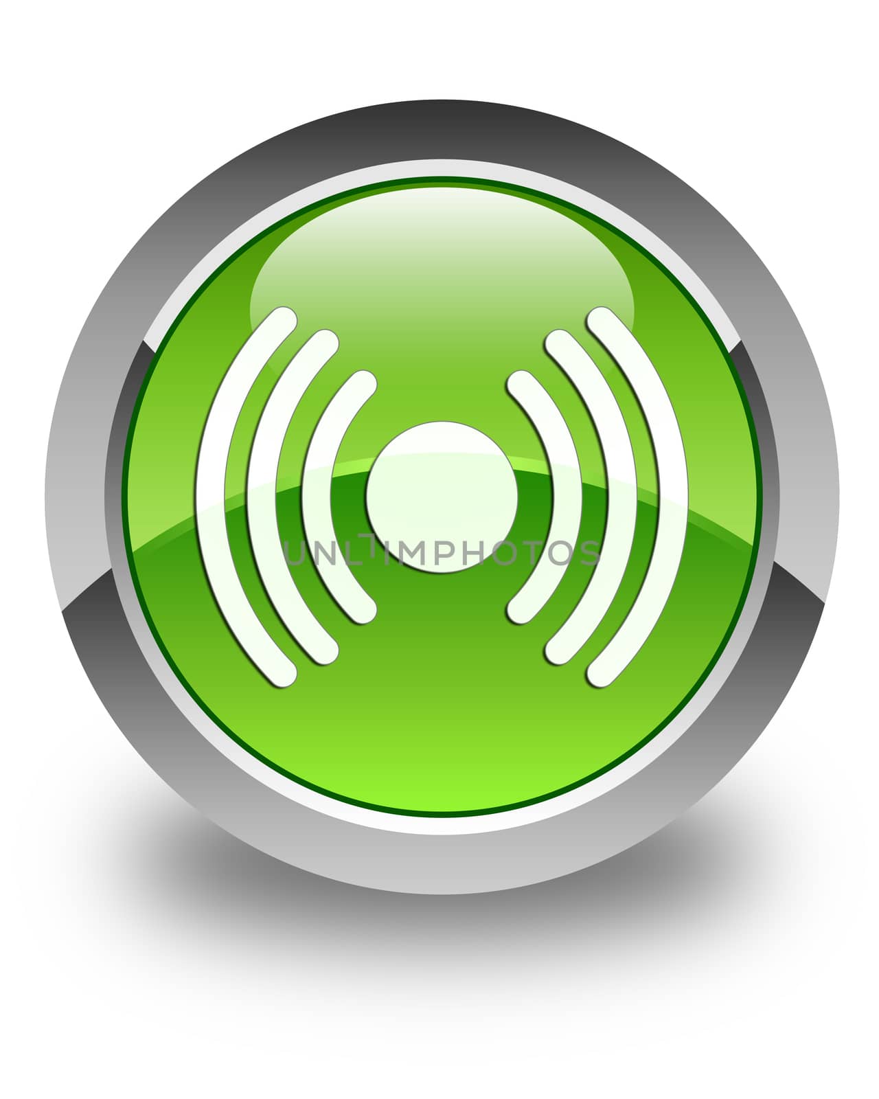 Network signal icon glossy green round button