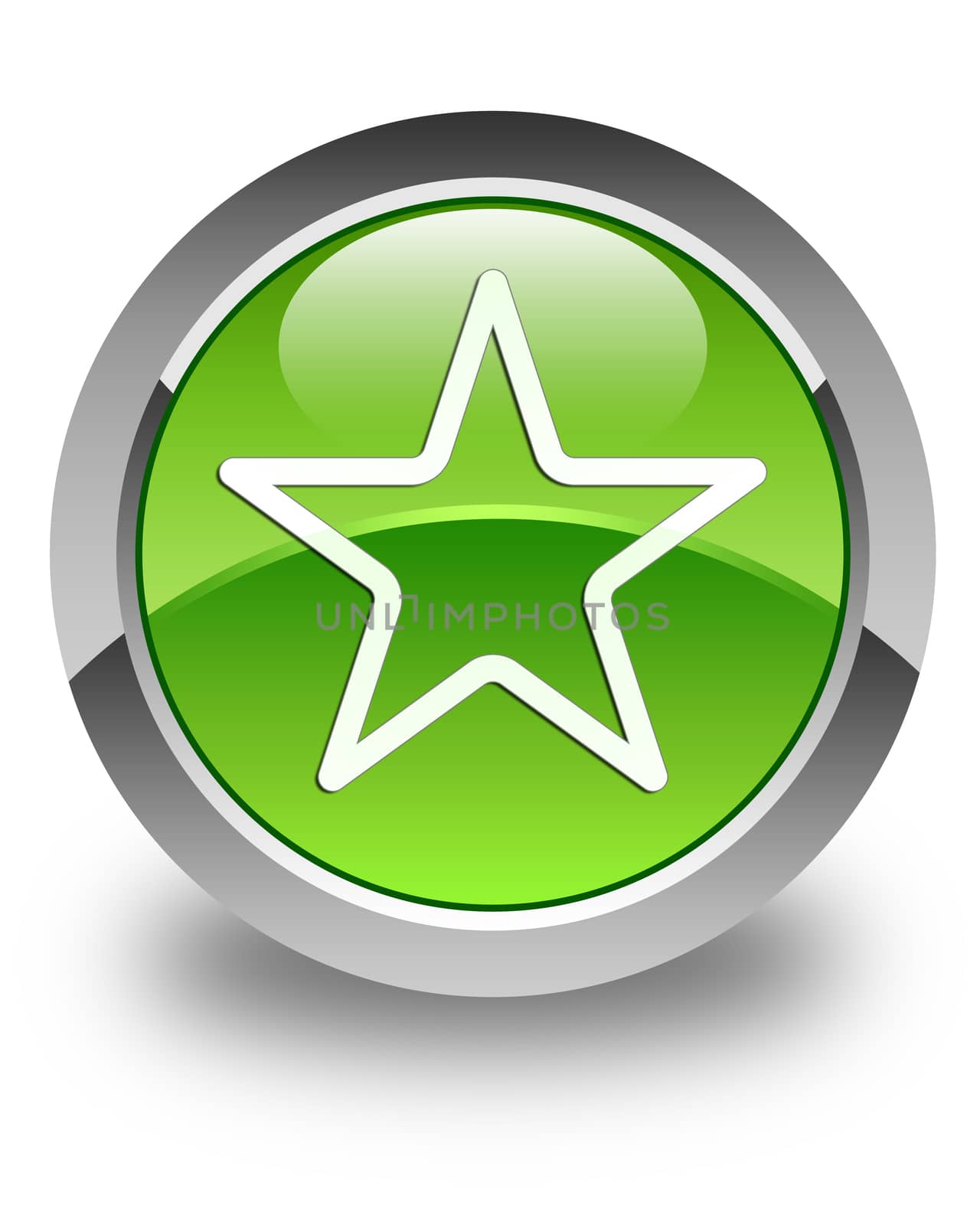 Star icon glossy green round button