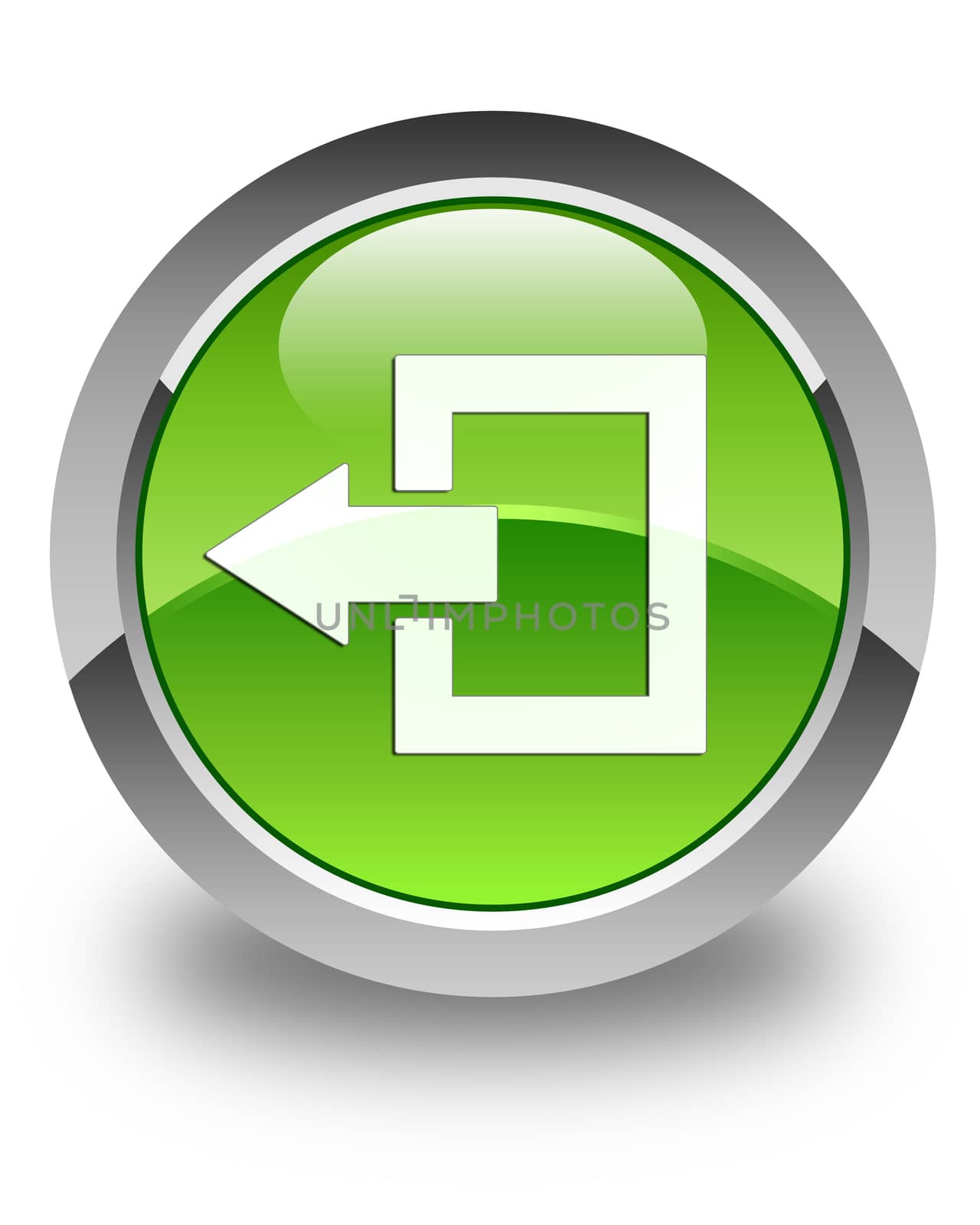 Logout icon glossy green round button