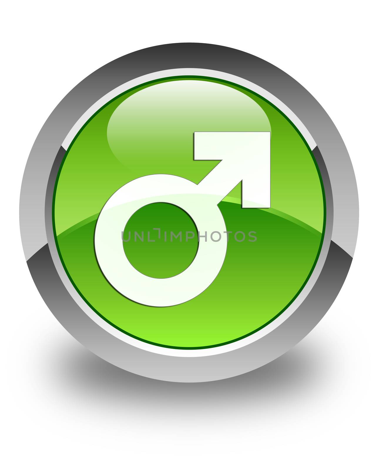 Male sign icon glossy green round button