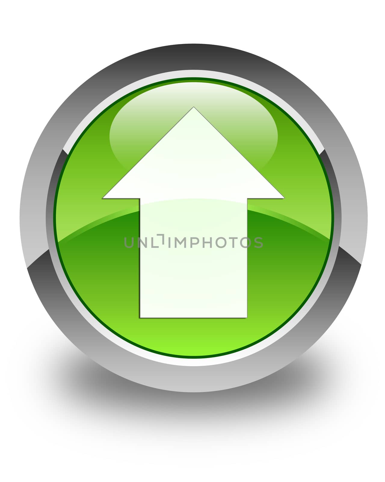 Upload arrow icon glossy green round button