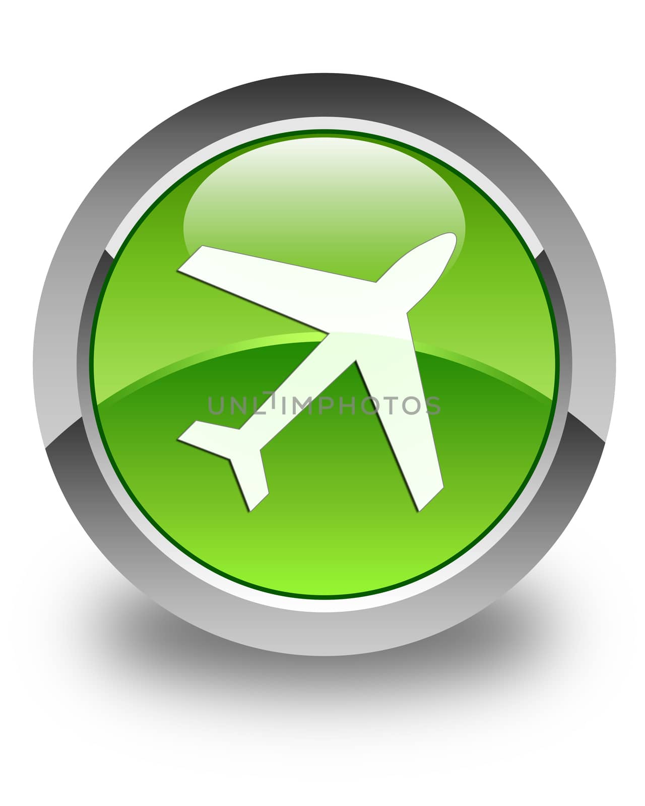 Plane icon glossy green round button by faysalfarhan