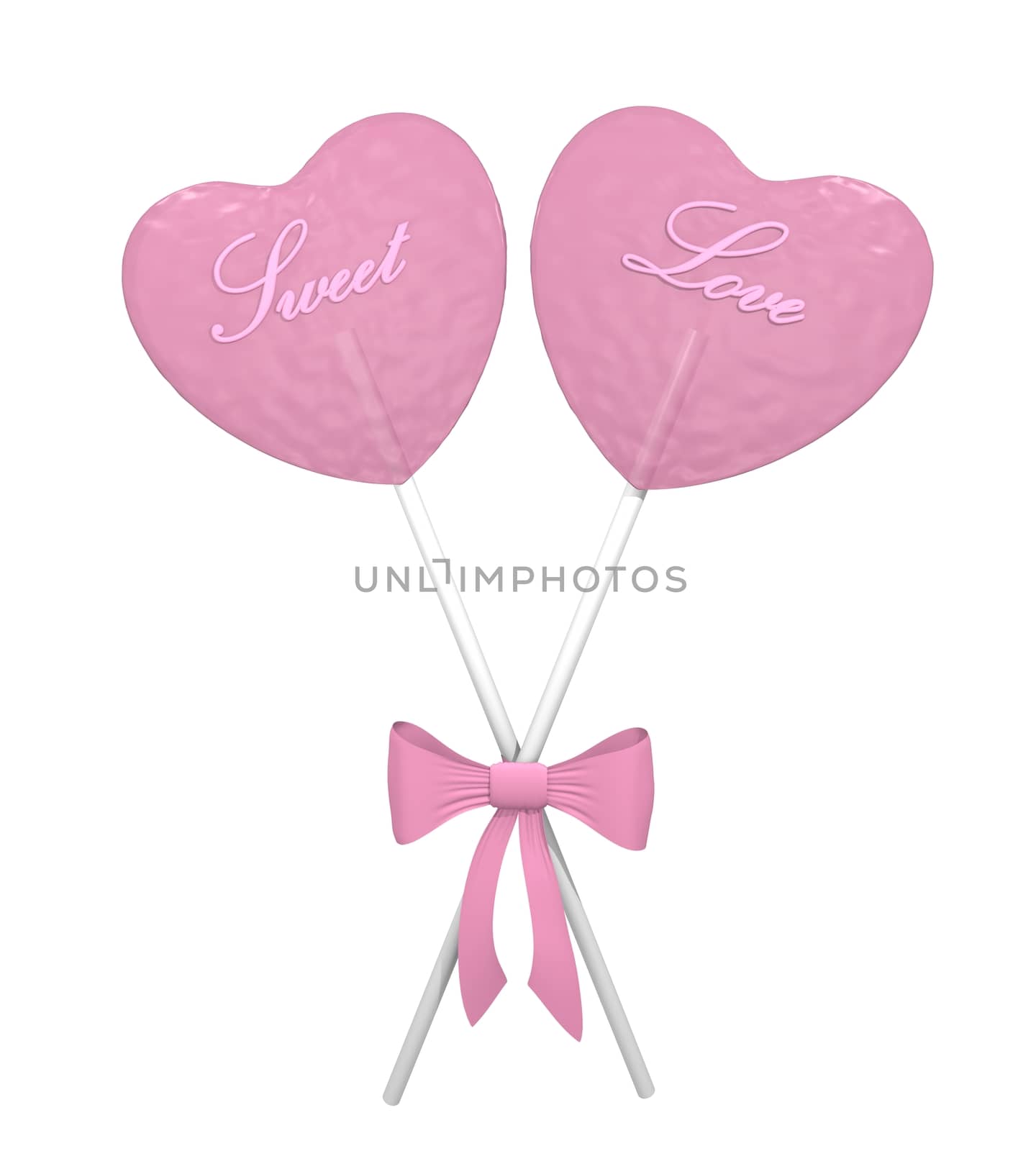 Two pink lollipops heart shaped