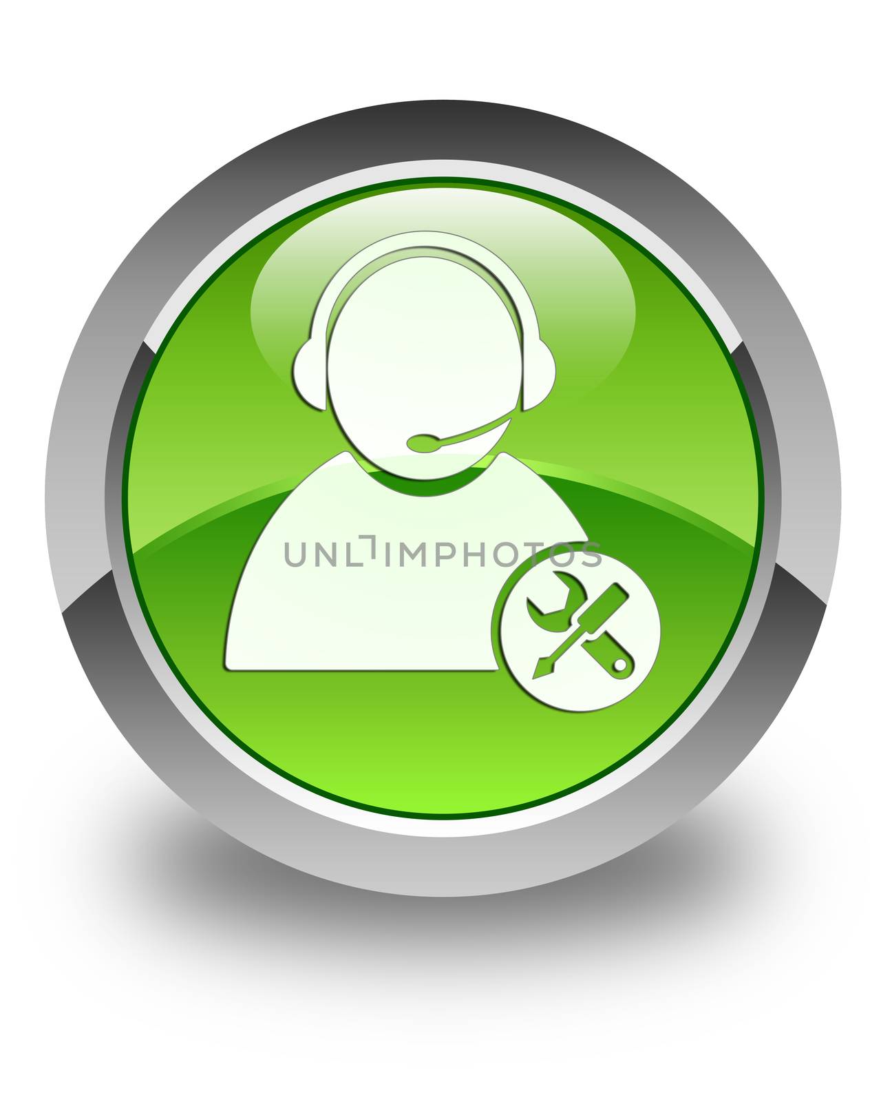 Tech support icon glossy green round button by faysalfarhan
