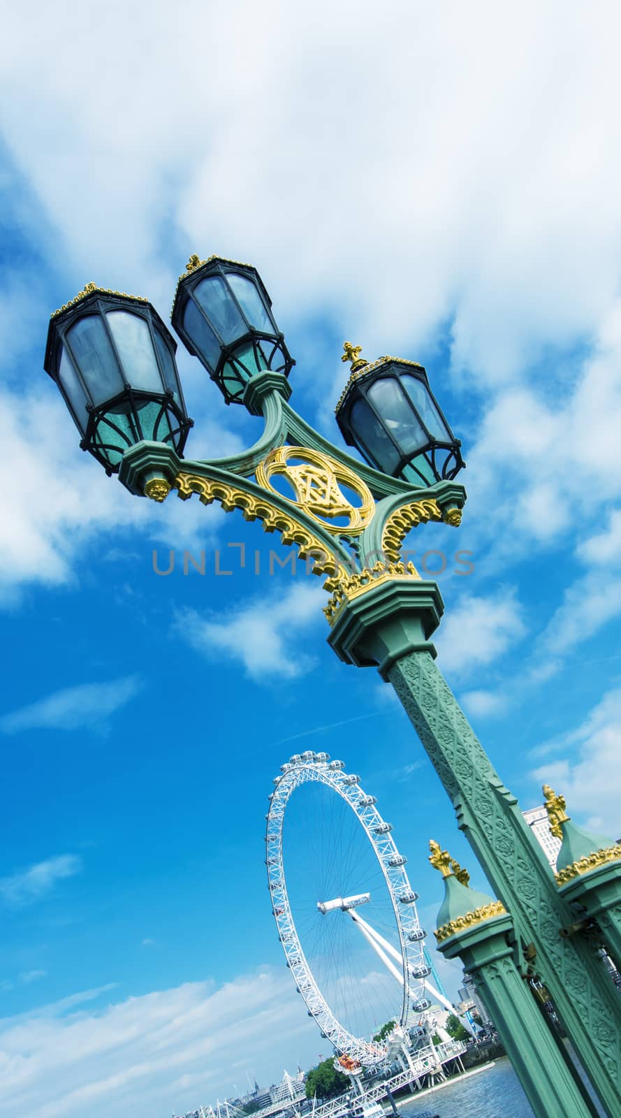 Ancient lamp post on Westminster Bridge, London, UK by jovannig