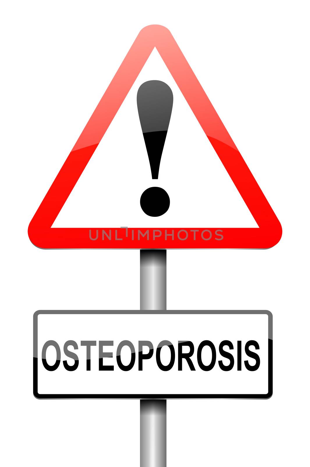 Illustration depicting a sign with an osteoporosis concept.