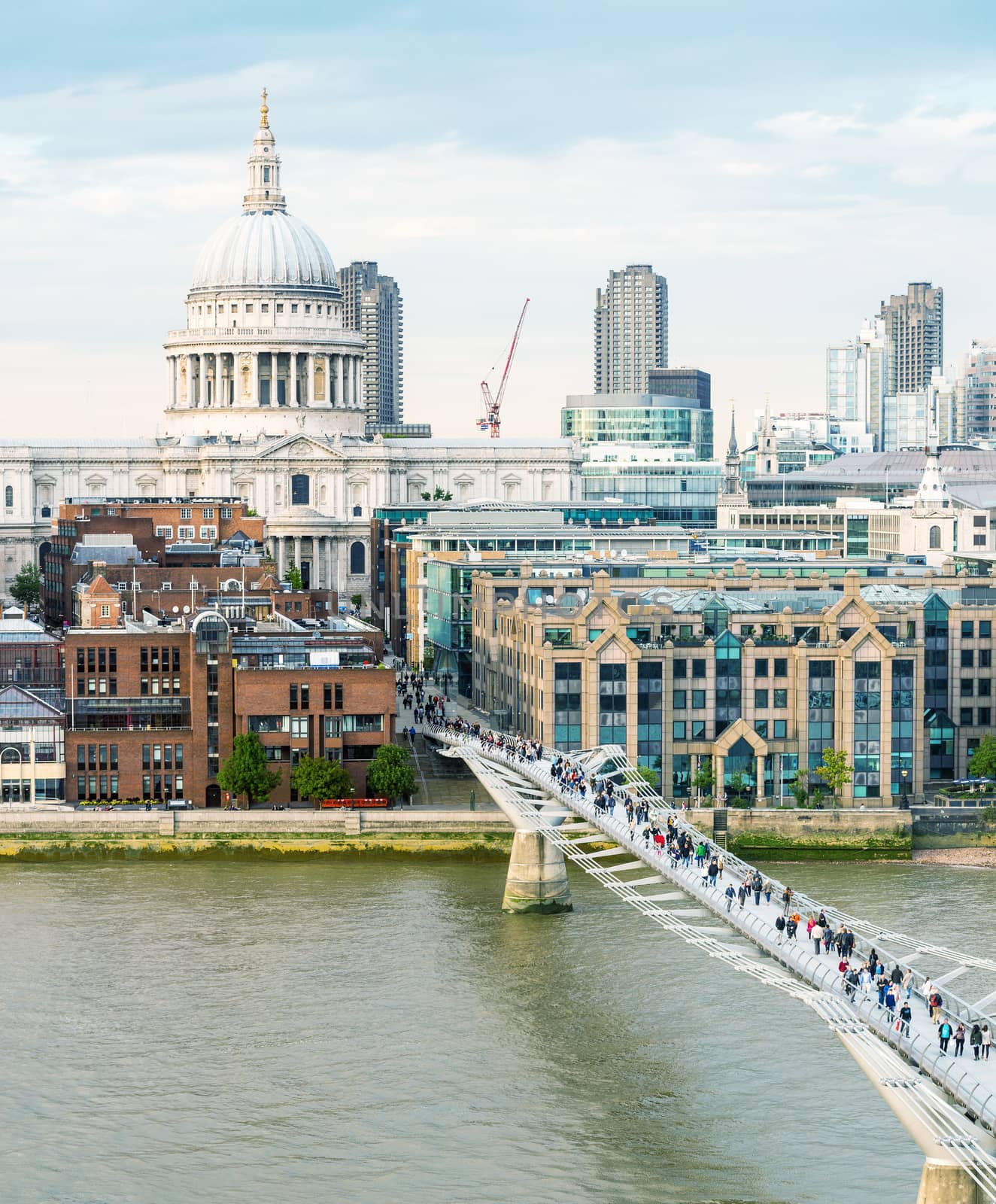 Magnificence of Saint Paul Cathedral and Millennium Bridge, London.