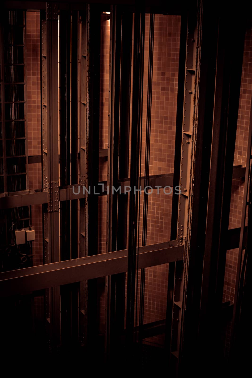 Old elevator shaft in a building