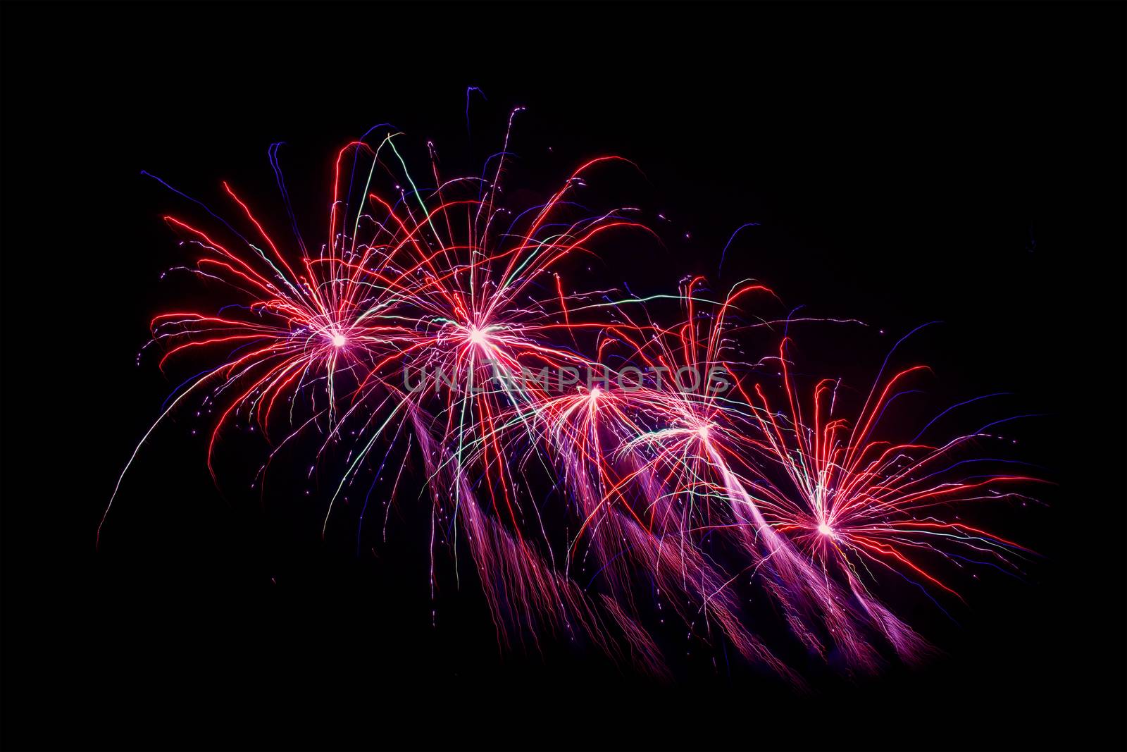 Variety of fireworks at new years eve