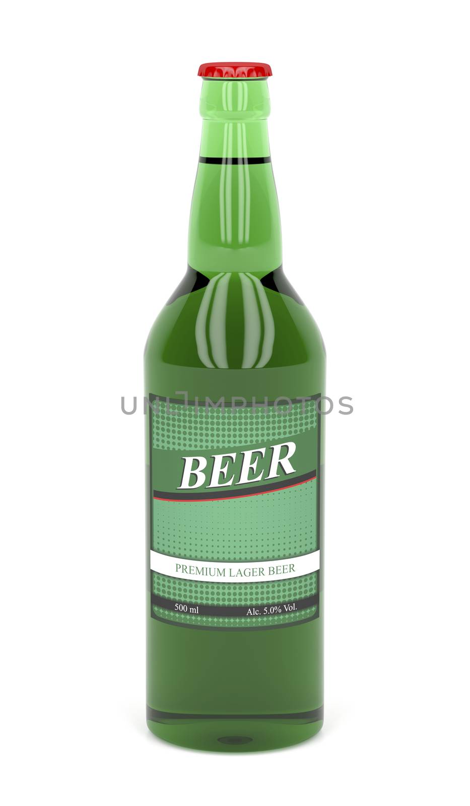 Beer bottle on white background