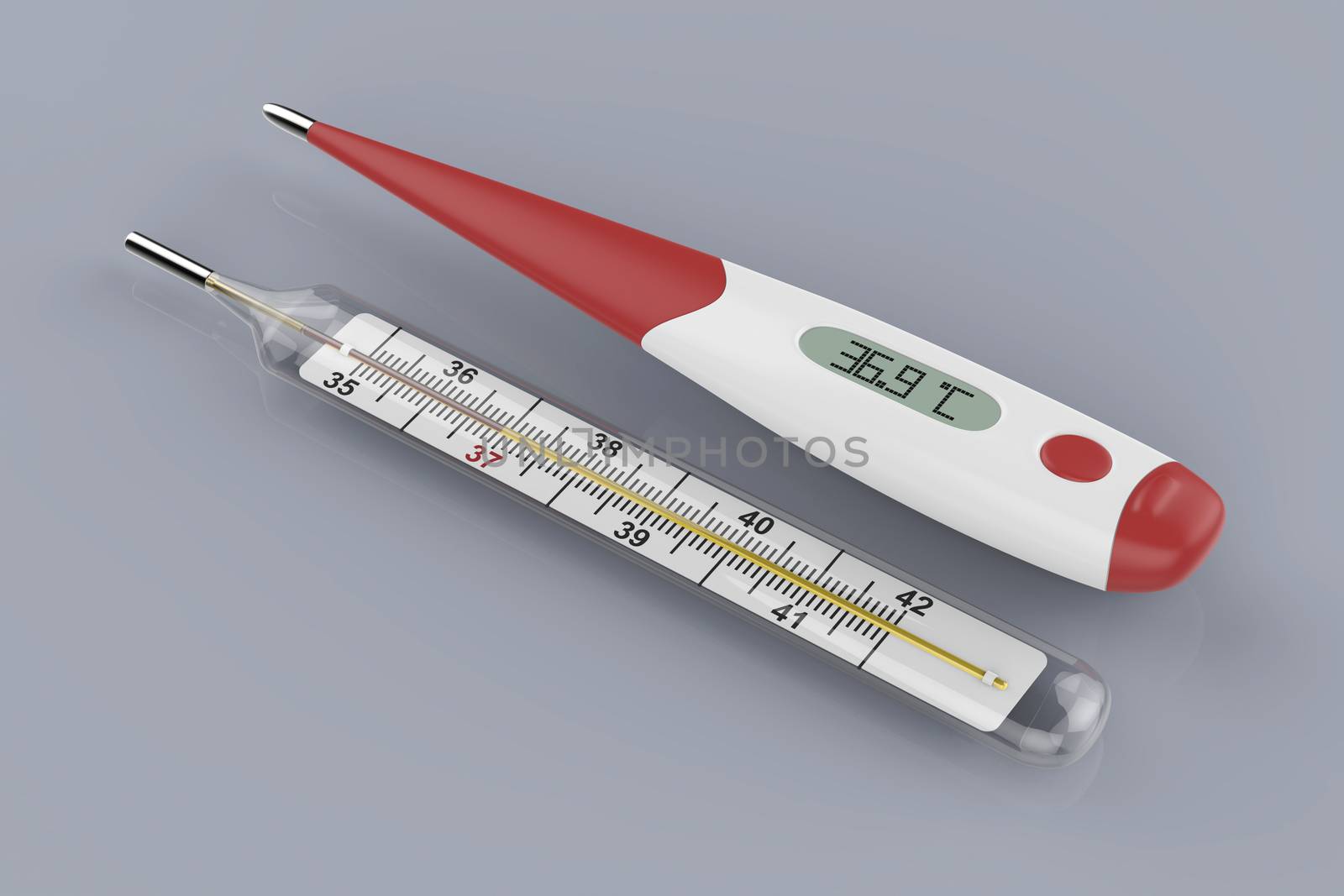 Digital and mercury medical thermometers
