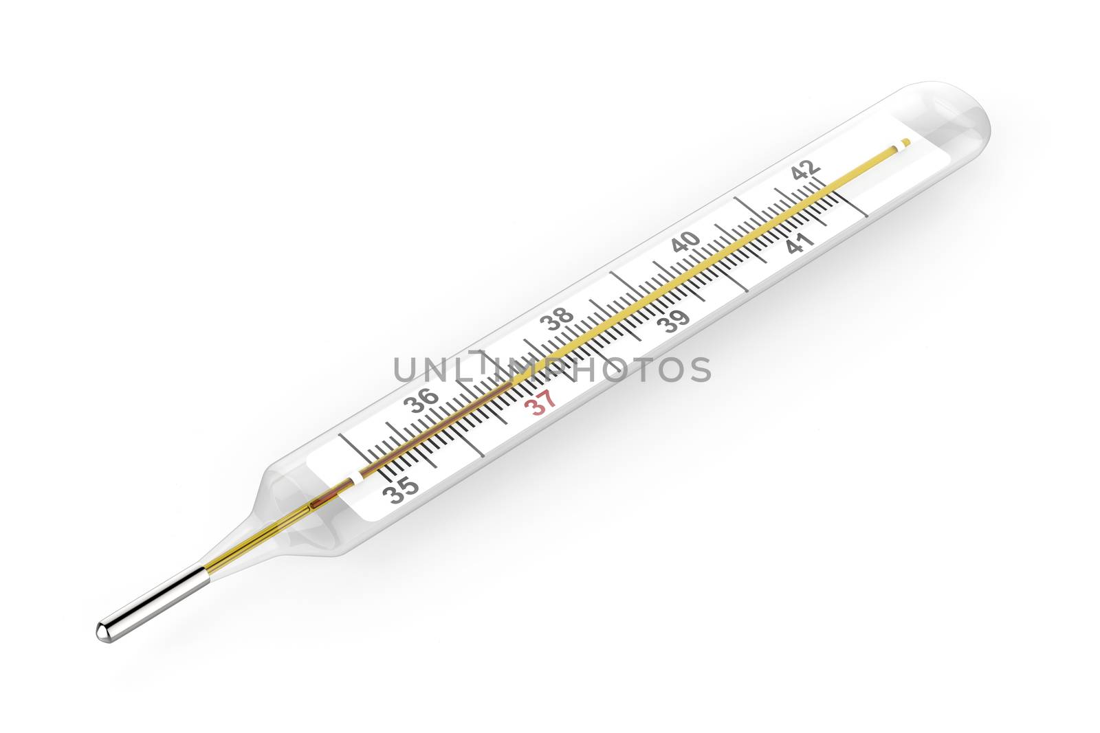 Mercury thermometer on white background